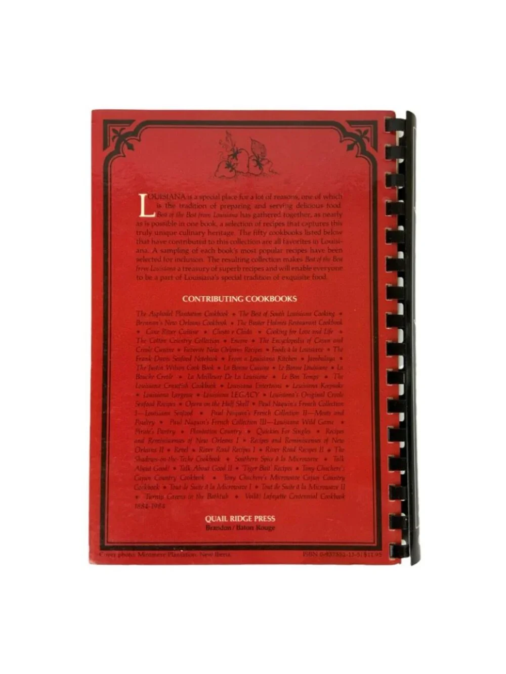 Best Of The Best From Louisiana Cookbook Spiral Bound 1984 Quail Ridge Press